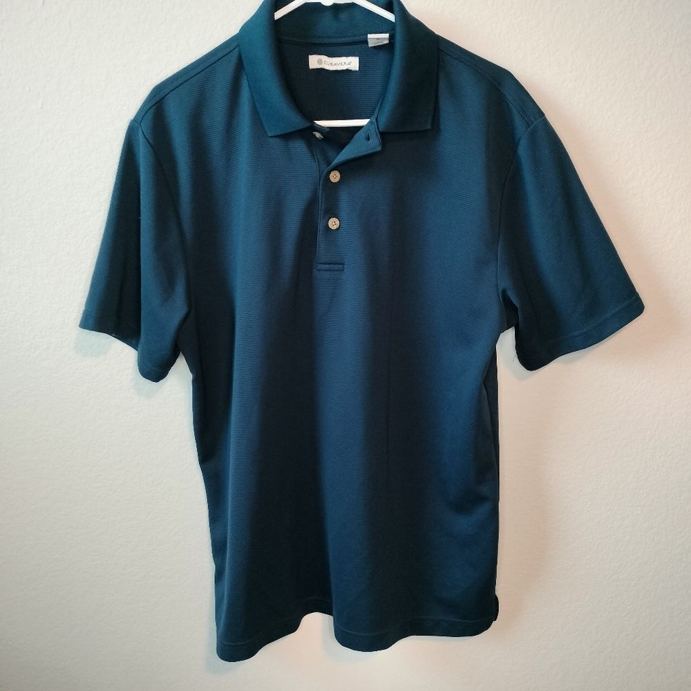 Men's Blue Cubavera Three Button Polo Size Large